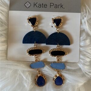 Kate Park Blue and Gold Statement Earrings